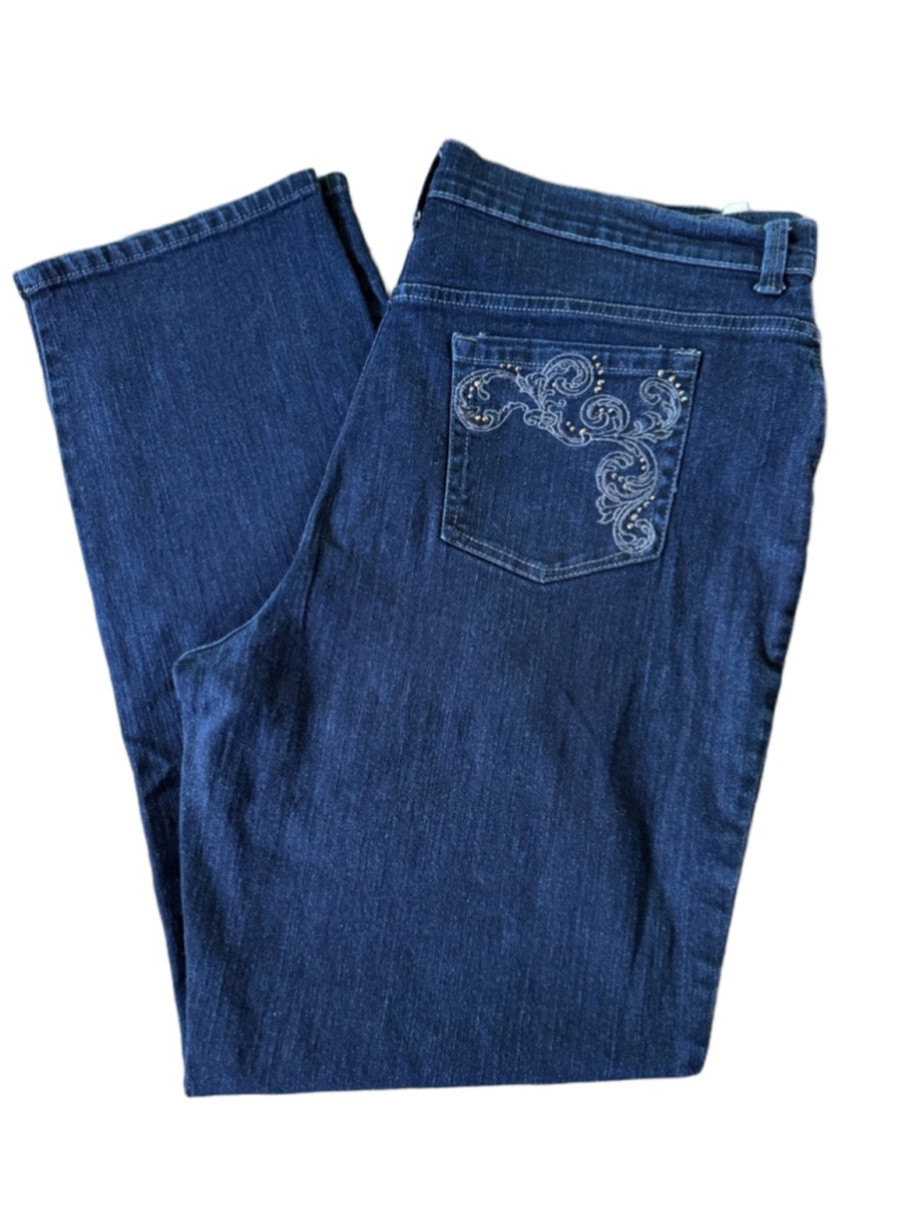 Gloria Vanderbilt Dark Blue Women's Embellished Amanda Jeans size 18